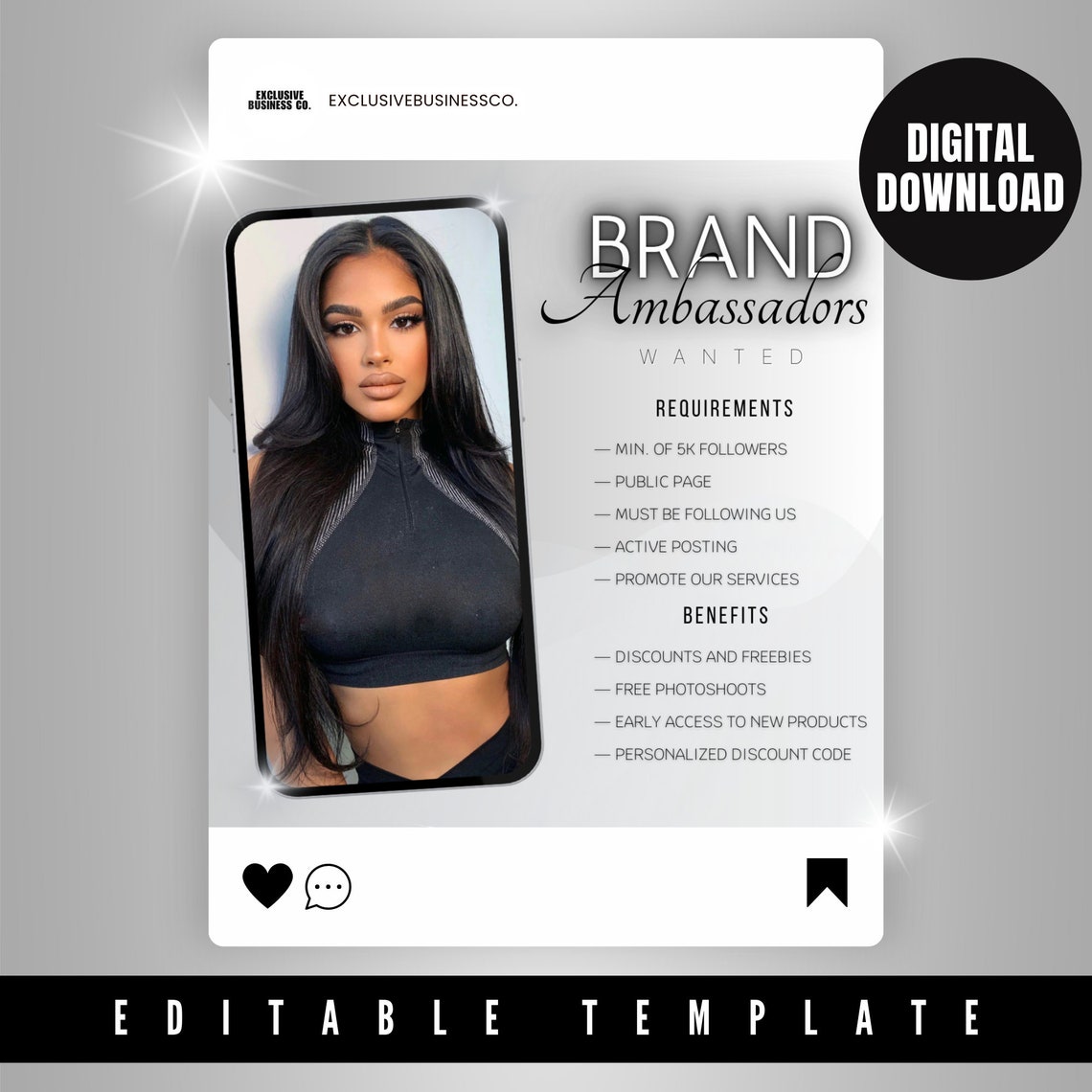Brand Template for Brand Ambassador Flyer for Hair Nails and Etsy Brand Template for Brand Ambassador Flyer for Hair Nails and Etsy
