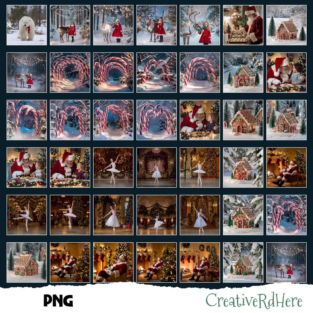 Christmas Digital Backdrop Bundle | 40 Holidays Photo Composites | Xmas ...