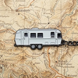 Airstream Keychain – Silver Bullet Camper Christmas Present – RV Key Ring – Travel Trailer Lover Gift Glamping