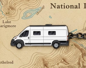 Vanlife Keychain – RAM ProMaster Camper Van - Cargo Truck, Winnebago - white
