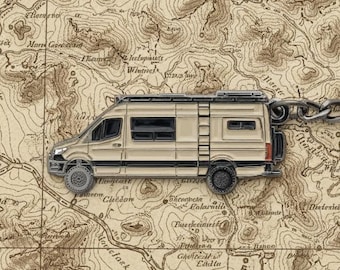 Keychain for Mercedes 4x4 Sprinter Camper Van - sand gray - Vanlife Accessories Gift  - Winnebago Revel