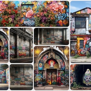 Urban Settings: Urban Graffiti Tagged Master Collection, Murals and Architecture for Overlays and Digital Photo Backdrops, Gorgeous Wall Art