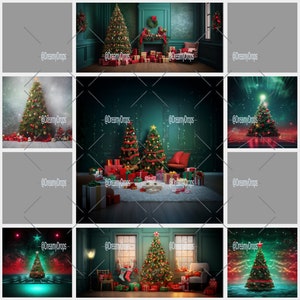 40+ Christmas Themed Digital Backdrops Christmas Trees and Cozy Homes (+18 Bonus 90s Stylistic Backdrops)