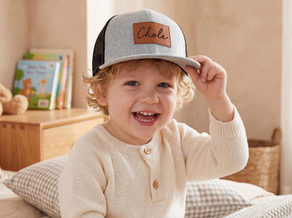 Personalized Toddler Trucker Hat, Kids Hat with Patch, Kids Snapback Hat, Baby Hat, Dad and Son Hat