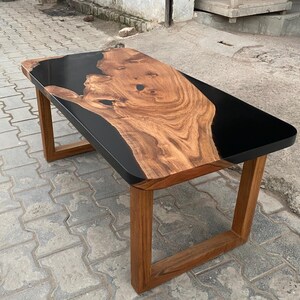 Handcrafted Black Epoxy & Walnut Wood Table – 200-300 Year Old Timber, Custom Dining Table, Epoxy Coffee Table, Handmade Epoxy Resin Table
