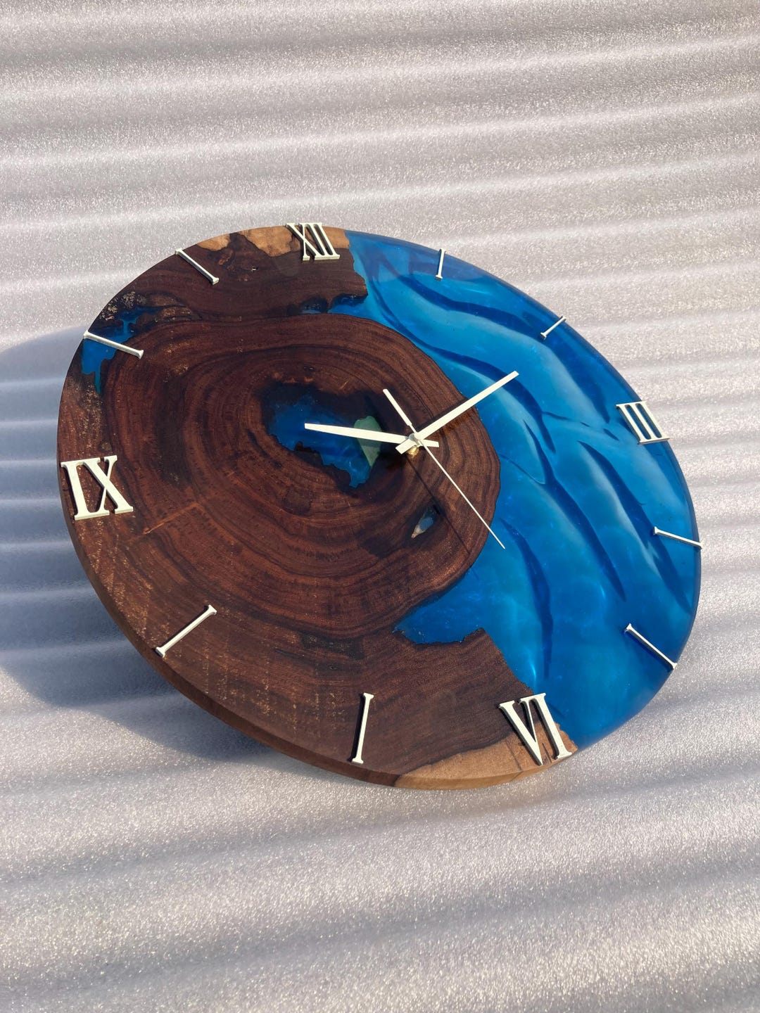 Bespoke 3D Epoxy Resin and Walnut Wood Wall Clock – Handmade Wood Art ...