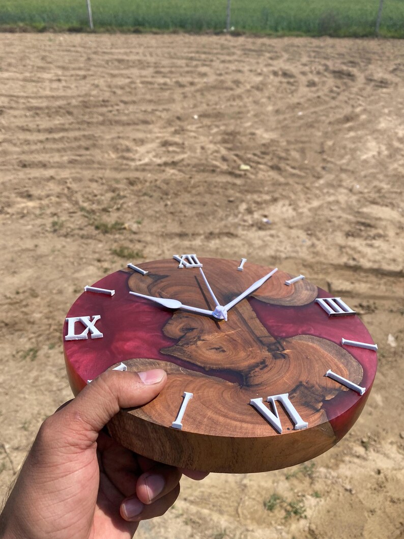 Bespoke Epoxy Resin and Walnut Wood Wall Clock – Handmade Wood Art ...