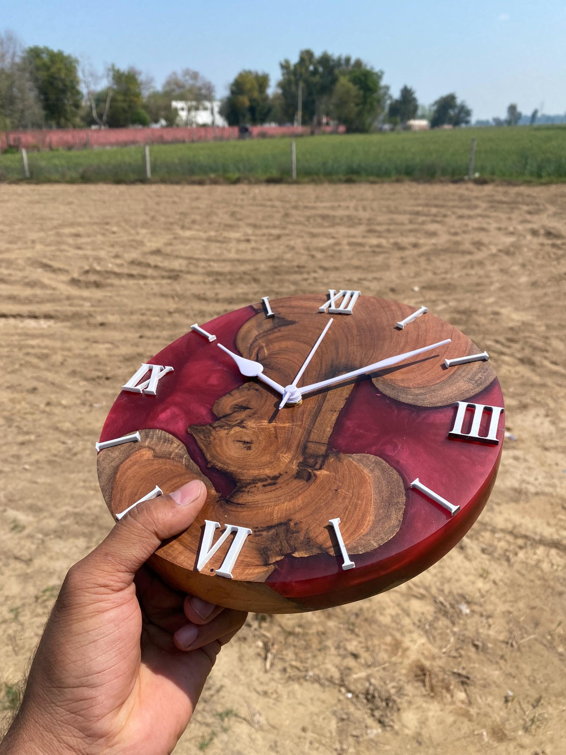 Bespoke Epoxy Resin and Walnut Wood Wall Clock – Handmade Wood Art ...