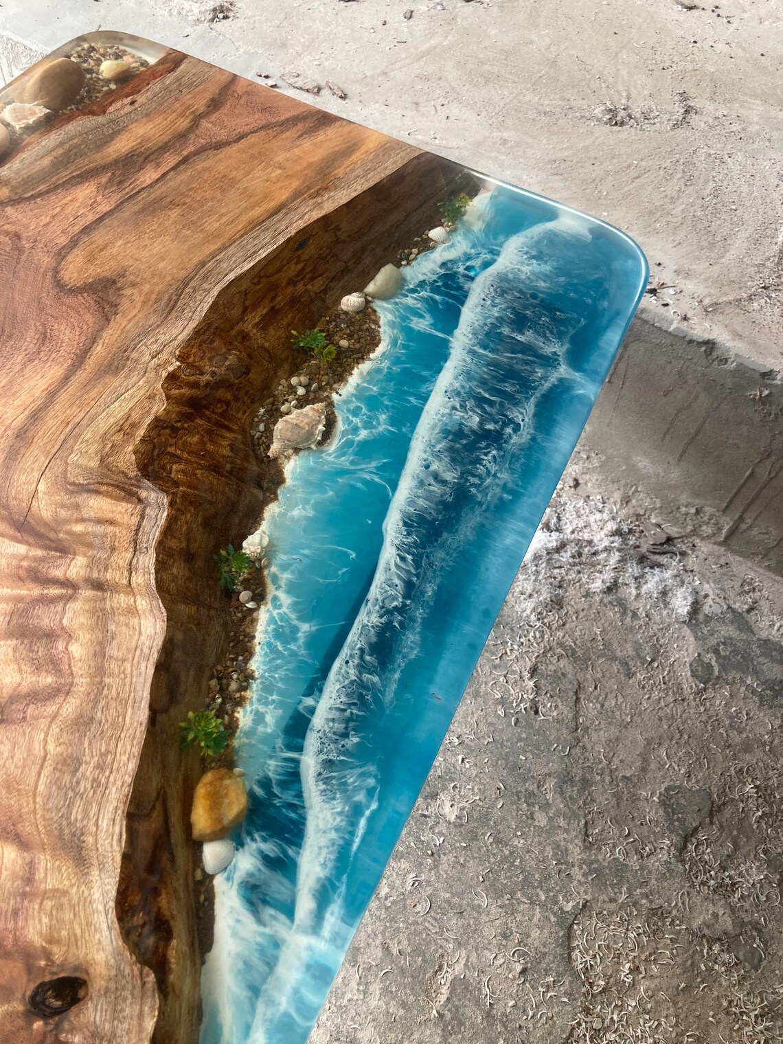 Custom Ocean Epoxy Resin & Walnut Table – 200-300 Year Old Timber ...