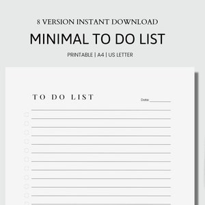 Minimal to Do List Printable Simple Tasks List Template - Etsy