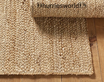 Natural Jute Braided  Runner Rug Floor Runner Large Area Rug Rag Rug Bohemian Rug Custom Size Rug  Jute Braided  Runner