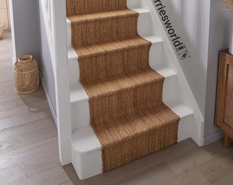 Jute Stairs Runner Natural Fiber jute Runner Rug Vintage Style CUSTOM Size Hallway Entryway Kitchen Floor Laundry Carpet Runner Rug Non Slip