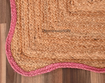 Handbraided Scalloped Jute Rug: Natural Fiber Area Rug