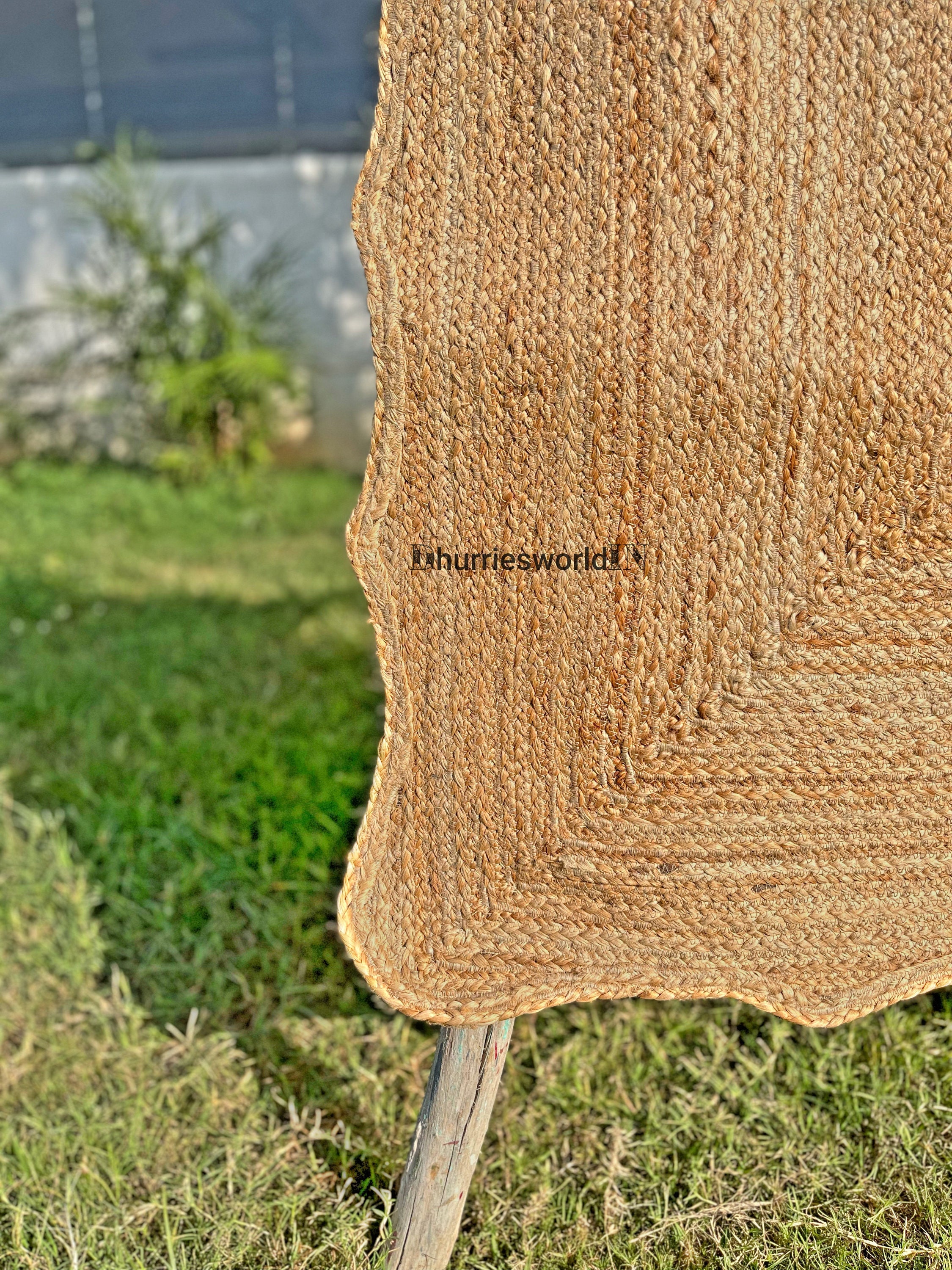 Hand Woven Jute Area Rug, Midcentury Modern Handmade Natural Straw Rug, Jute Carpet Hall Runner