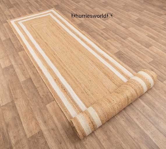 Jute Runner  Rug Indian Handwoven Natural Jute Rug Custom Size Rug For Hallway Entry Wat Kitchen Laundry Boho Decor