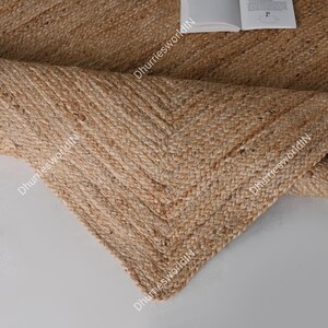 Dywan z juty pleciony ręcznie – naturalny dywan w stylu boho, pleciony, prostokątny, dywan w stylu boho, dywan z juty, kwadratowy dywan z juty, dywan na wymiar zdjęcie 13