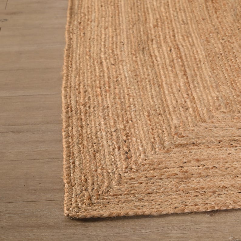 Dywan z juty pleciony ręcznie – naturalny dywan w stylu boho, pleciony, prostokątny, dywan w stylu boho, dywan z juty, kwadratowy dywan z juty, dywan na wymiar zdjęcie 6