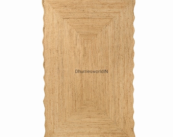 Tapis fait main en jute festonné : chemin de table bohème en fibres naturelles