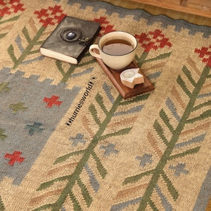 Handwoven Wool Jute Kilim Rug, Geometric Boho Decor,fringed rug, handwoven rug, southwestern rug, area rug, bohemian decor, boho rug, eclectic decor, farmhouse decor, geometric rug, rustic decor, tribal rug, vintage rug, wool rug