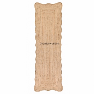 Jute Runner Rug - Scalloped Runner Rug, Bohemian Scallop Rug, Natural Jute Rug, Scalloped Jute Rug, Jute Scallop Rug Sisal Runner Custom Rug