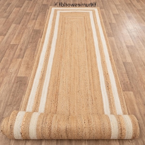Handwoven Jute Runner Rug: Natural Fiber, Boho Decor