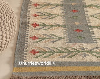 Alfombra Kilim de lana y yute tejida a mano, alfombra geométrica bohemia para pasillo y escaleras, alfombra tribal de tejido plano, alfombra para entrada o cocina.