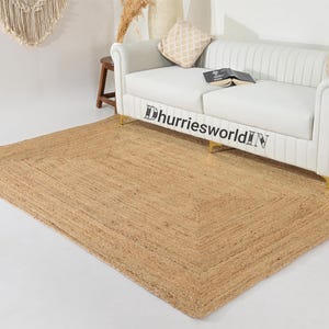 Dywan z juty pleciony ręcznie – naturalny dywan w stylu boho, pleciony, prostokątny, dywan w stylu boho, dywan z juty, kwadratowy dywan z juty, dywan na wymiar zdjęcie 15