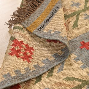 Handmade Navajo Kilim Rug, Aztec Rug, Accent Rug, Outdoor Rug/Indoor Rug, Living/Dinning Room 4X6 Ft. Wool Jute Kilim Rug, Indian DhurrieRug,wool jute kilim rug, jute rug, rugs jute, wool jute rug, aztec rug, southwestern rug, accent rug, handmade rug, kilim area rug, kilim rug, outdoor rug, rug, rugs for living room