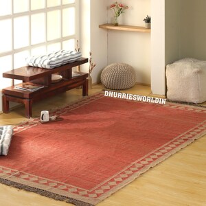 Light Colored Rustic Rugs Terracotta Kilim Rug, Handwoven Wool Jute Rug, Boho Area Rug, Rustic ...