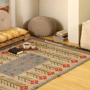 Handwoven Wool Jute Kilim Rug, Geometric Boho DecorlogoAnalyze listing
fringed rug, handwoven rug, southwestern rug, area rug, bohemian decor, boho rug, eclectic decor, farmhouse decor, geometric rug, rustic decor, tribal rug, vintage rug, wool rug,Handmade Wool and Jute Kilim Dhurrie Rug: Traditional Indian Design,wool jute rug, indoor rug, southwestern rug, area rug, area rug boho, flatweave rug, handmade rug, kilim rug, outdoor patio rug, rugs for bedroom, rugs for living room, runner rug,