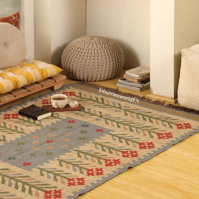 Handwoven Wool Jute Kilim Rug, Geometric Boho DecorlogoAnalyze listing
fringed rug, handwoven rug, southwestern rug, area rug, bohemian decor, boho rug, eclectic decor, farmhouse decor, geometric rug, rustic decor, tribal rug, vintage rug, wool rug,Handmade Wool and Jute Kilim Dhurrie Rug: Traditional Indian Design,wool jute rug, indoor rug, southwestern rug, area rug, area rug boho, flatweave rug, handmade rug, kilim rug, outdoor patio rug, rugs for bedroom, rugs for living room, runner rug,