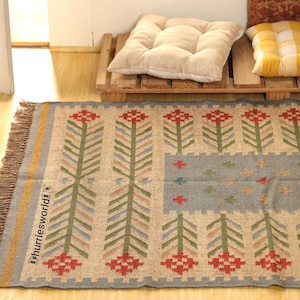 Vintage Wool Jute Kilim Rug, Handwoven, Wool and Jute Rug Handmade, Kilim Dhurrie Rug, Traditional Indian jute Area rug,handmade jute rug, jute rug, wool jute rug, 4x6 kilim rug, najavo kilim rug, stair runner rug, eco friendly rug, flatweave jute rug, handwoven kilim rug, bohemian kilim rug, hallway kilim runner, kilim carpet rug, turkish kilim rug