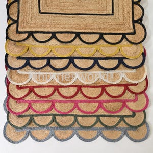Natural Jute Scalloped Rug, Handwoven Area Rug image 2