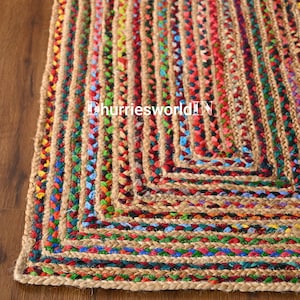 Custom Size Jute Chindi Runner Rug: Vintage Style Hallway Entryway Carpet