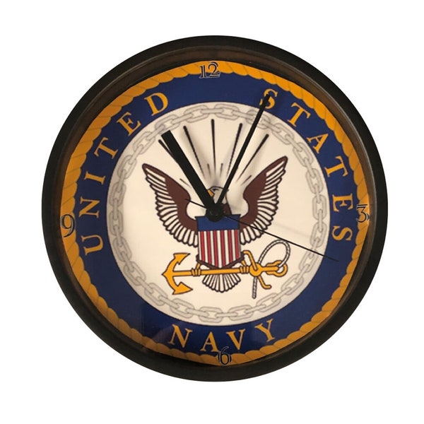 Us Navy Wall Clock Etsy
