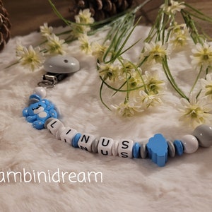 Pacifier chain personalized bear with silicone motif bead /birth baby / personalized gifts / baby