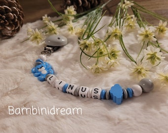 Pacifier chain personalized bear with silicone motif bead /birth baby / personalized gifts / baby
