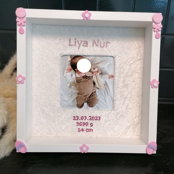 Photo frames personalized with birth dates & photo for girls
