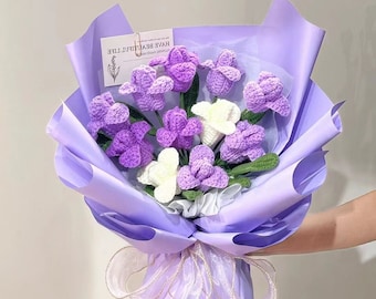 Bouquet au crochet, cadeau de fête des mères, cadeau de graduation, cadeau de fête des pères, bouquet, bouquet de tulipes, bouquet de mariage, un cadeau pour elle, cadeau de fête des pères