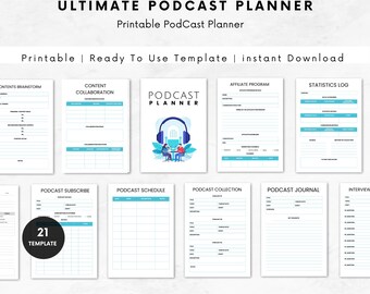 Printable Podcast Planner Template Episode Podcast Interview Planning Workbook Podcast Tracker Podcaster Podcast Plan PDF Podcast Template