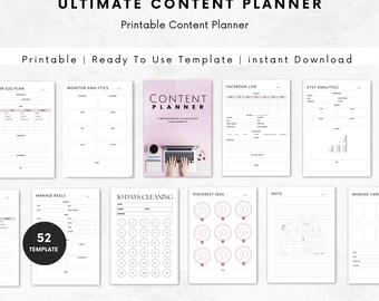 Youtube Content Planner Video Planner Social Media Content Template Printable Vlog Checklist YouTube Template Script Tracker Planner Templat