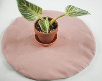 Dusty Pink Handgemachtes 12 Zoll rundes aufgeweichtes Zero Waste Leinen Tischset