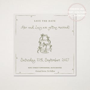 Save the Date Template | Handwritten & Hand Drawn Doodle Illustrations Wedding Digital Download, Minimal Trendy and Quirky, 001 Originals