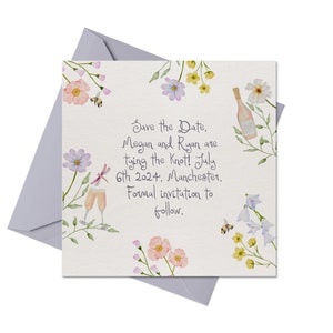 Save the Date Template | Handwritten & Painted Watercolor Graphics, Bespoke Boho Wildflower Wedding, Editable Download, 002 Secret Garden