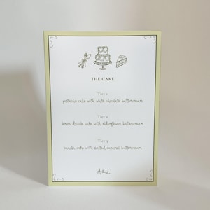 Hand Drawn Wedding Cake Menu Template | Editable Cake Flavour Sign | Digital Printable Download