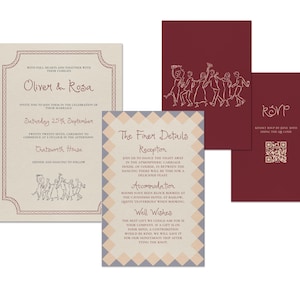 Modèle pour Suite de faire-part de mariage | Illustrations manuscrites et dessinées à la main, invitation fantaisiste sur mesure, RSVP, invitation à Vegas, 005 Love Club