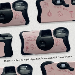 Disposable Camera Wrap DIGITAL Template | Editable Printable Kodak Sticker Wrap Hand Drawn Illustrations Hens Party Cameras, 003 Be Mine