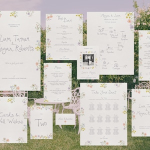 Hochzeitstag Bundle-Vorlagen | Aquarell Wildblumen Hochzeit Briefpapier Vorlagen, Handgeschriebene Märchen Hochzeit Schilder, 002 Secret Garden