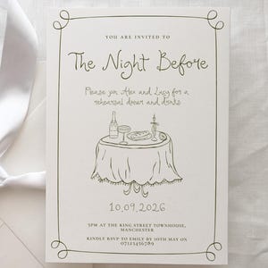Rehearsal Dinner Invite Template | Hand Drawn Illustrations The Night Before Digital Wedding Invitation, Modern Handwritten, 001 Originals