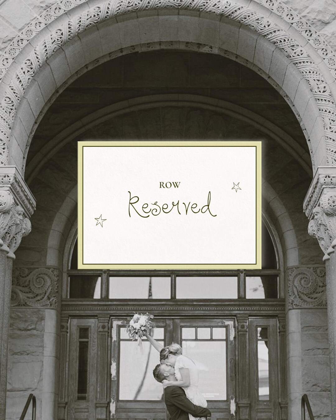 Paper Reserve Rows Reserved Row Sign Template | Minimal Hand Lettered Wedding Sign ...